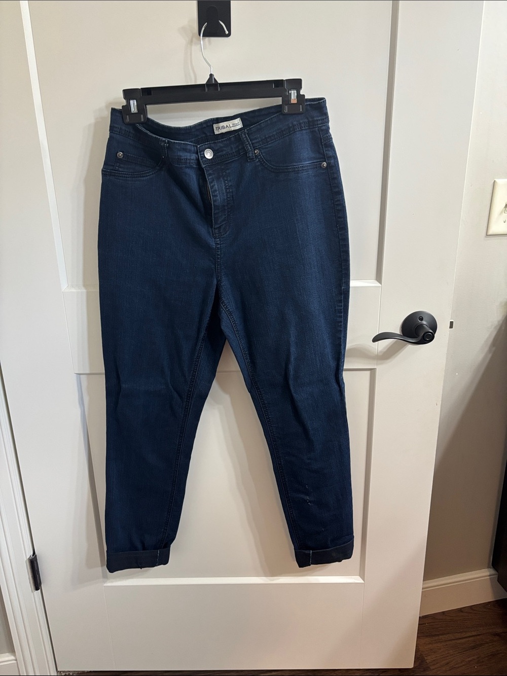 Tribal Dark Blue Ankle Crop Slim Jeans